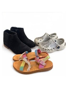 Girls Shoe Bundle Size 10 Boots Crocs Sandals Cat & Jack Mixed Lot